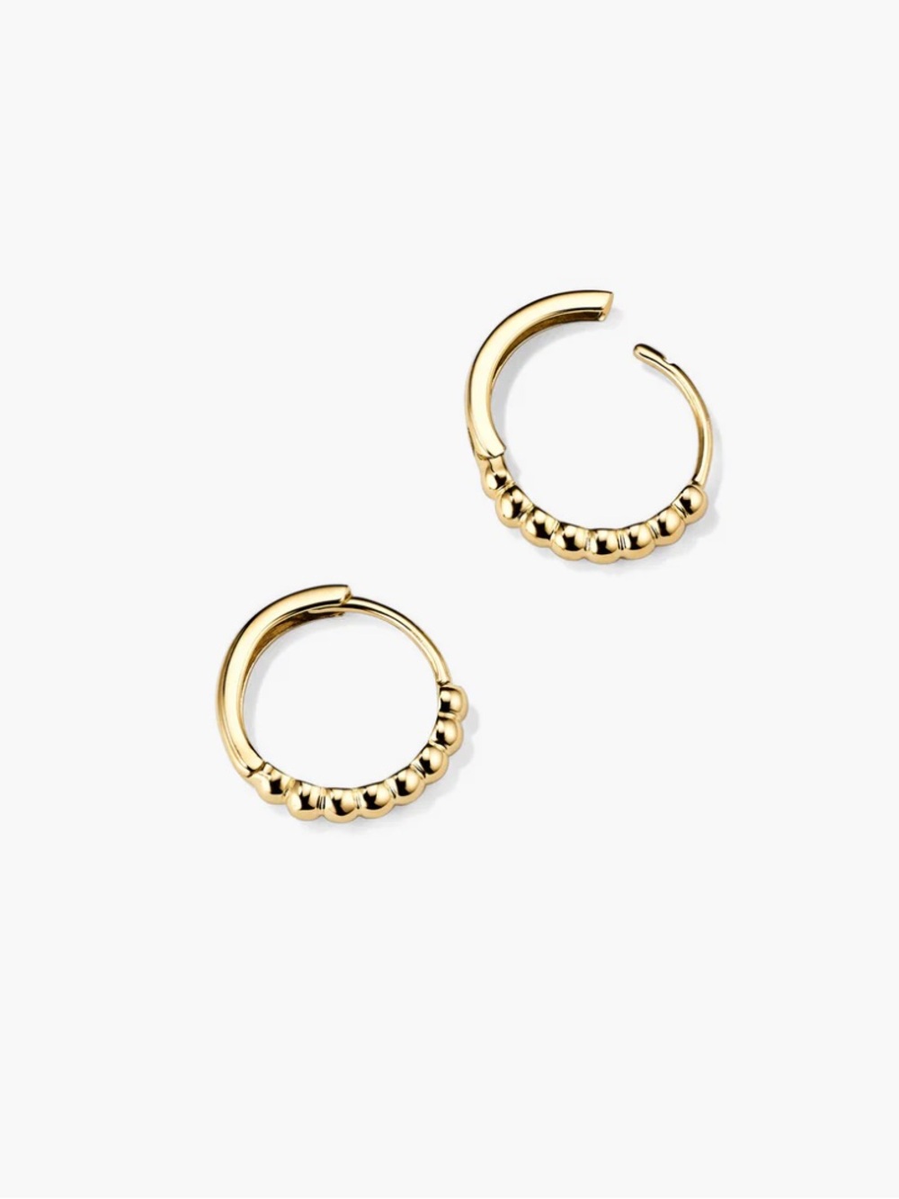 Mejuri Gold Beaded Huggie Hoop Earrings 14K Gold